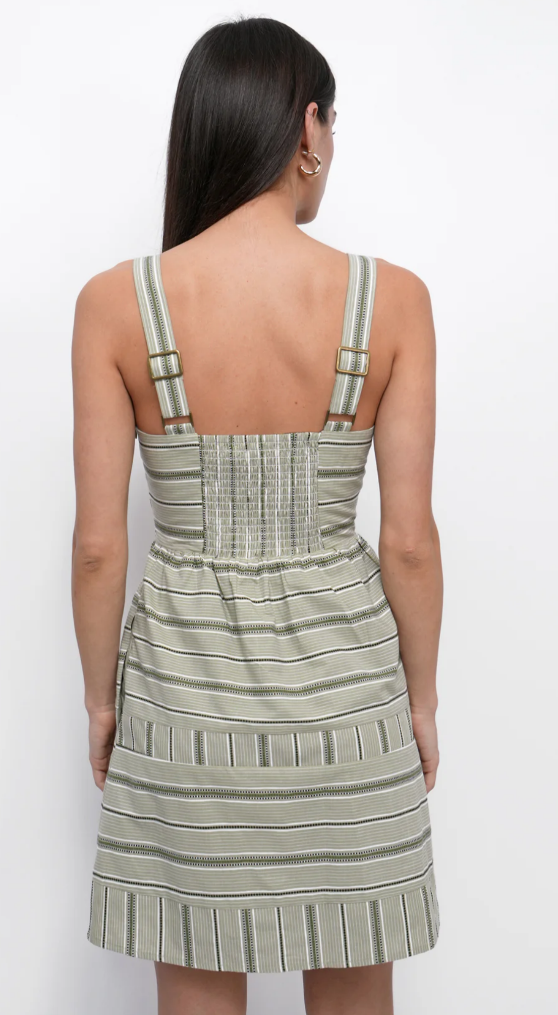 Greylin Sage Stripe Cotton Mini dress