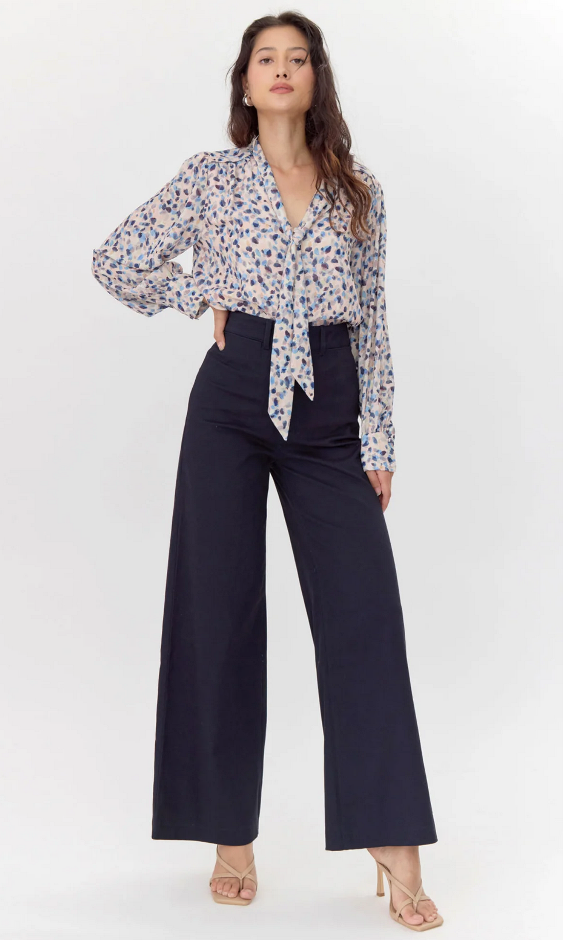 Greylin Canvas Wide Leg Navy Pants