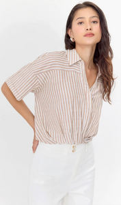Greylin Chestnut Twist Front Crop Top