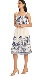 Maggy London Print Flare Dress White