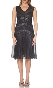 Komarov Chiffon Lace Black Dress
