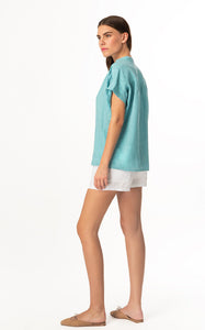 Haris Cotton Linen Essential Shirt Crystal Blue