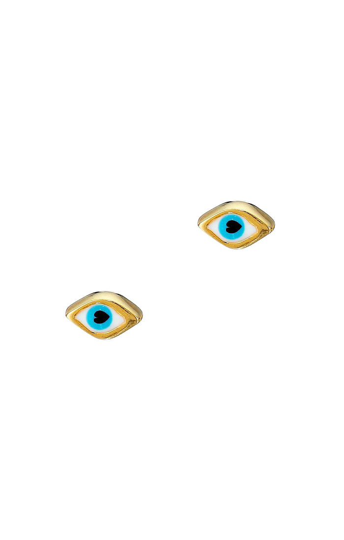Tai Tear Shaped Enamel Evil Eye Stud Earrings