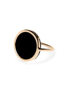 Ginette NY 18K Rose Gold Onyx Disc Ring