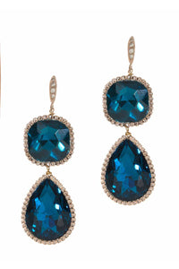 Theia Cushion and Pear Cut Crystal Two Tier Drop Earrings