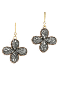 Theia Double Sided Single Tier Clover Drop Earring Antique Finish