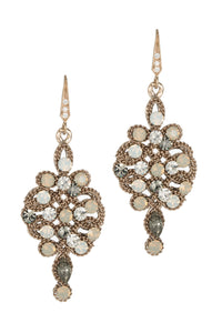 Theia Vintage Motif Drop Earrings Opal Swarovski Crystals